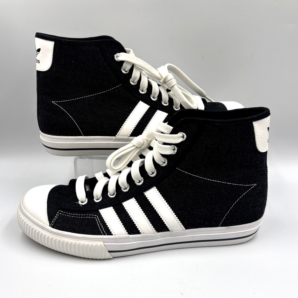 adidas Men’s Black/White Canvas High-Top Lace-Up Sneaker Casual US 7.5 EU 40
